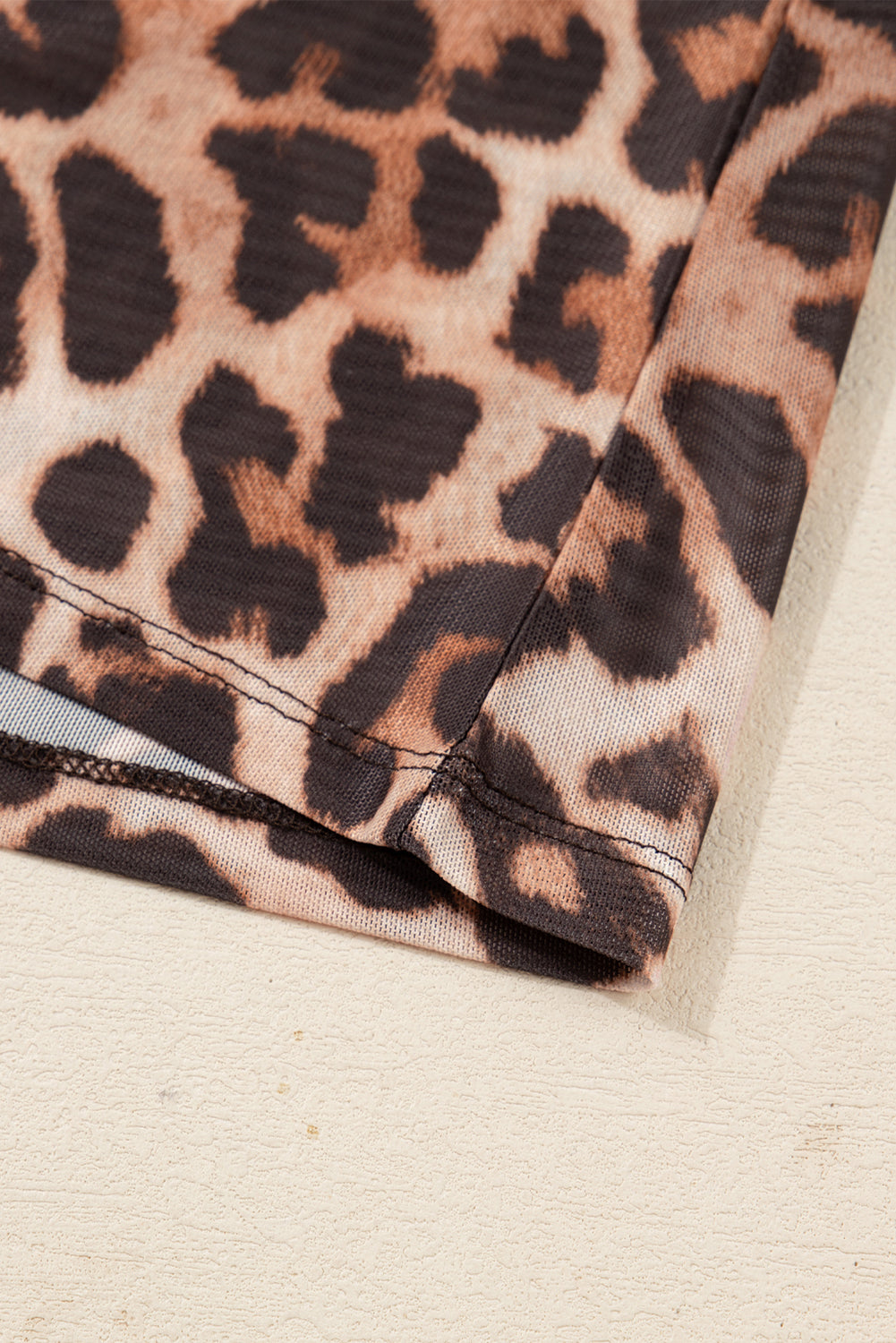 Leopard Mock Neck Long Sleeve Mesh Top - eAura