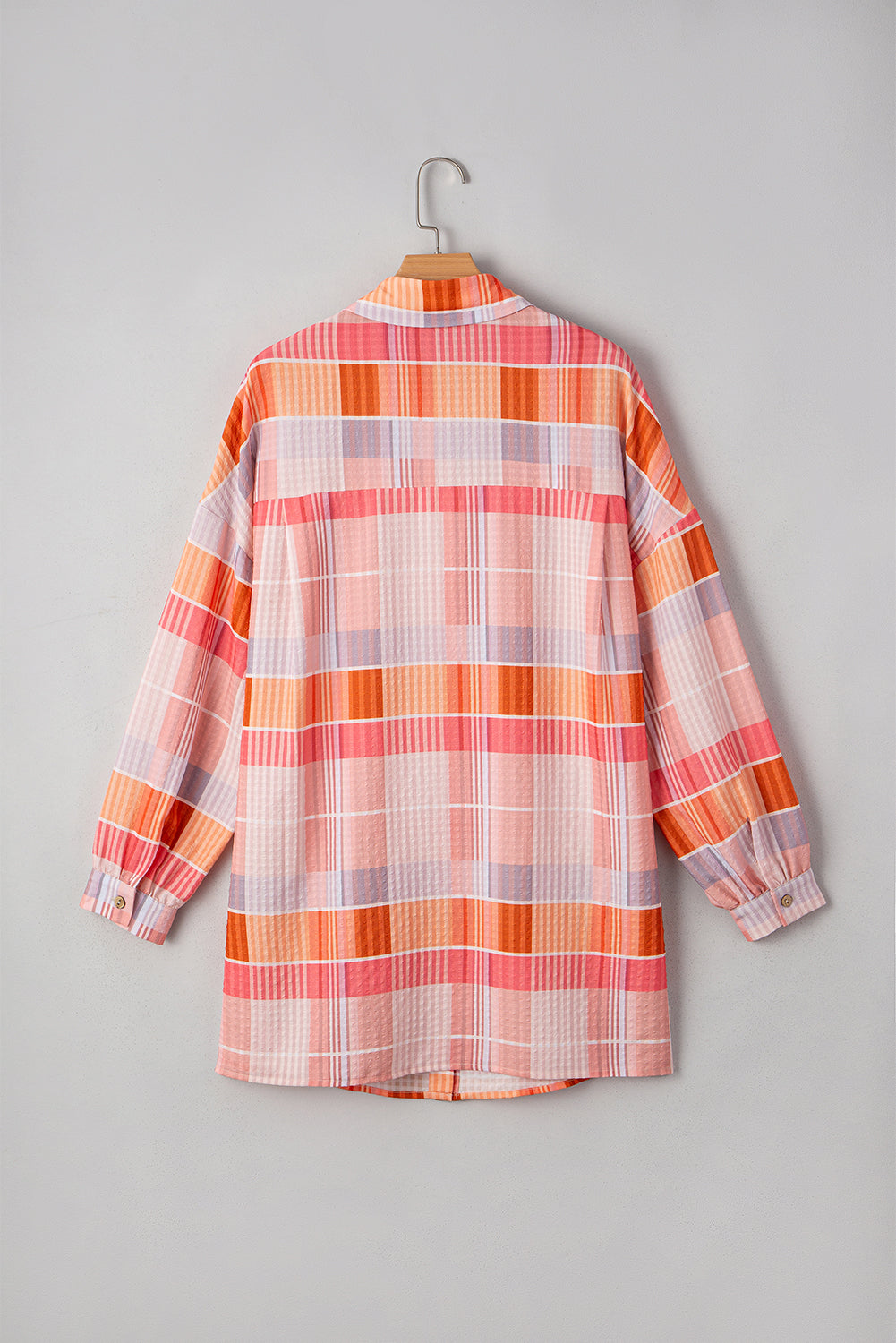 Pink Oversized Check Tunic Shirt - eAura