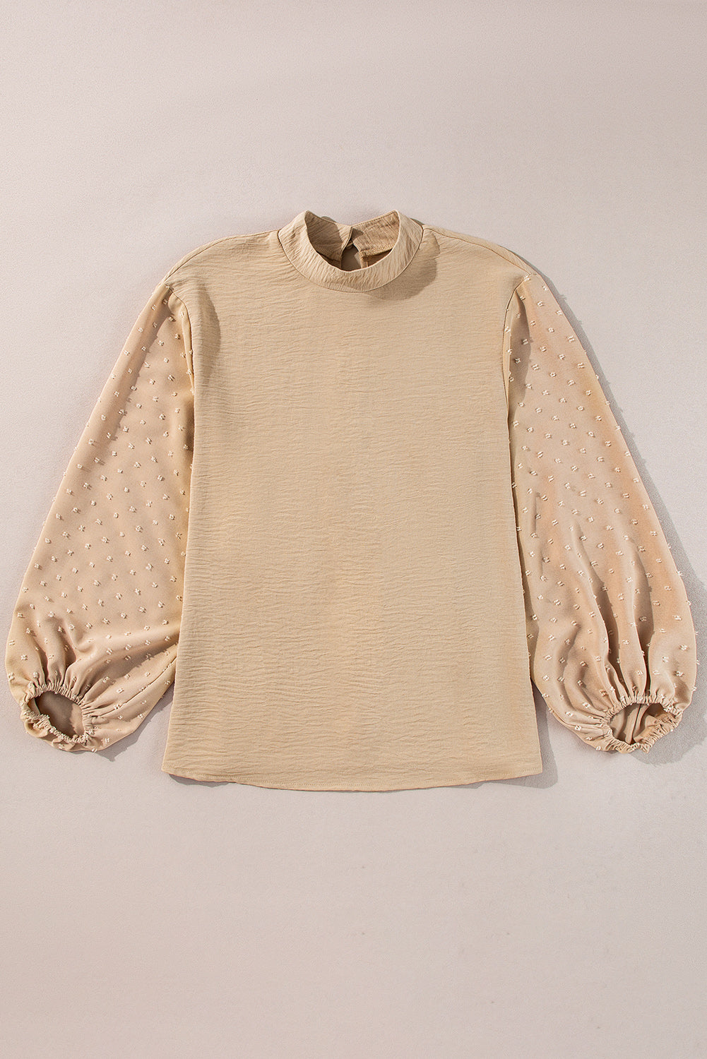 Parchment Swiss Dot Balloon Sleeve Loose Blouse eAura