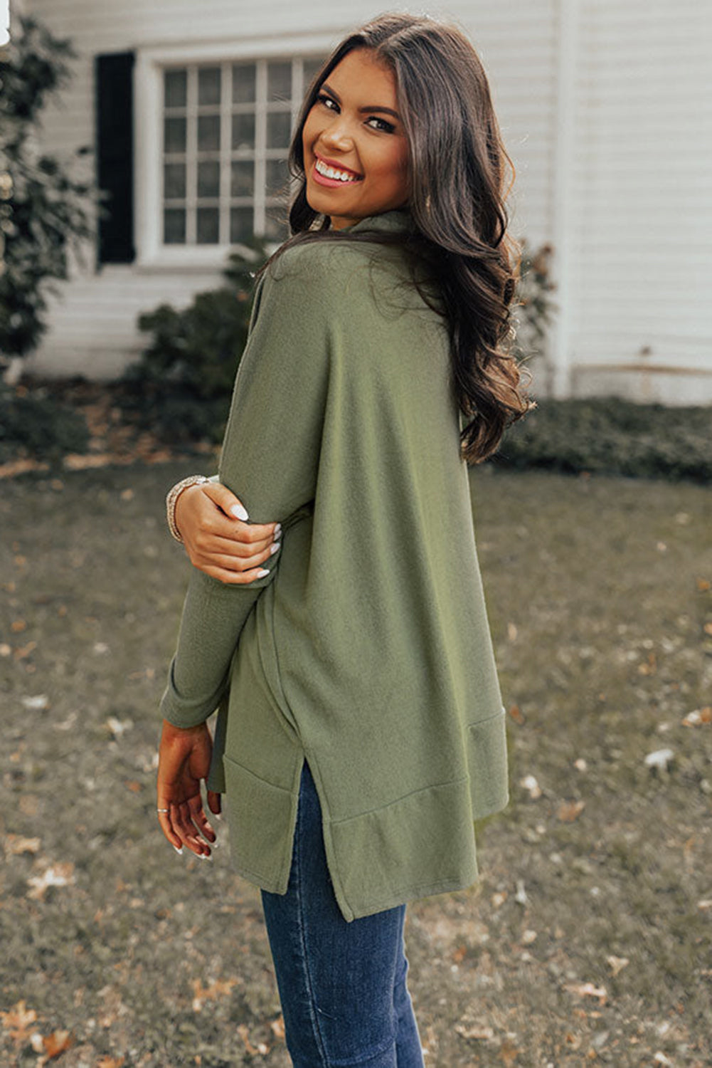 Grey Cowl Neck Shift Tunic Top - eAura
