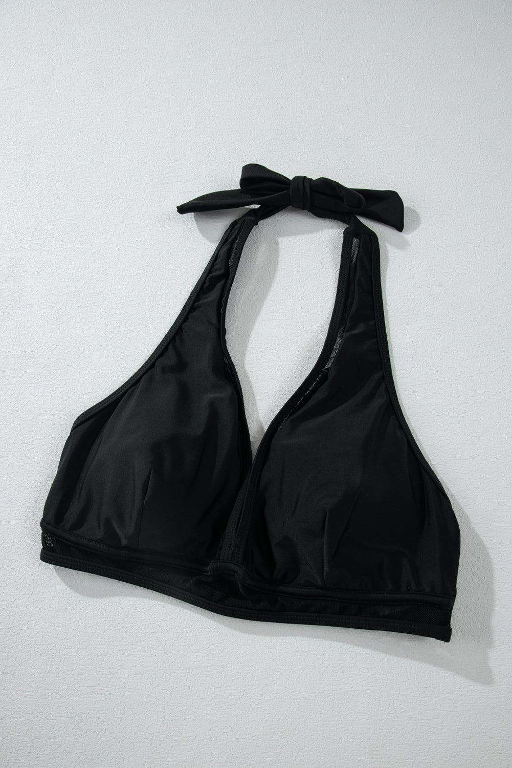 Black Sheer Mesh Edged Halter V Neck Push Up Bikini eAura