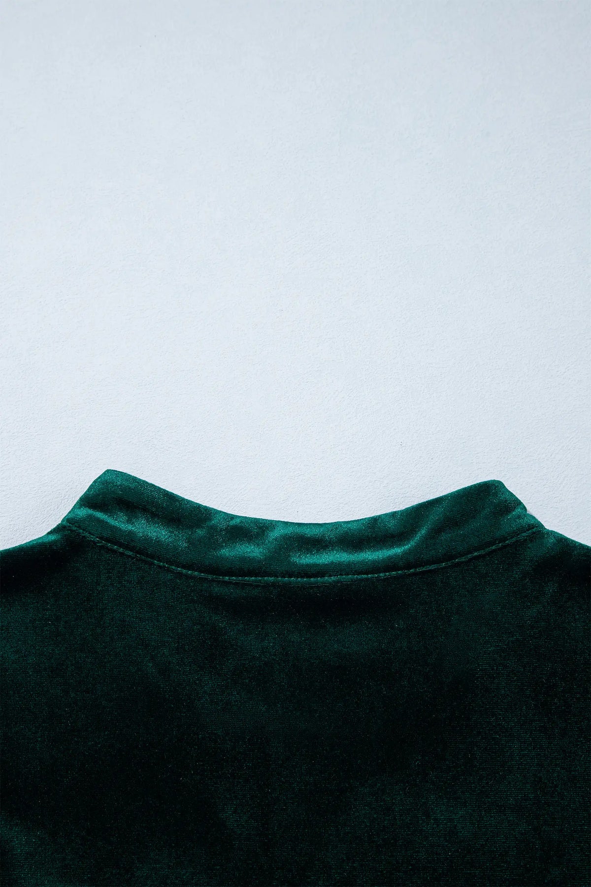 Leopard Trim Velvet Long Sleeve Shift Dress – Blackish Green