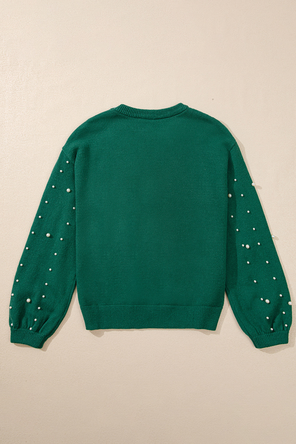 Evergreen Pearled Drop Shoulder Round Neck Sweater eAura