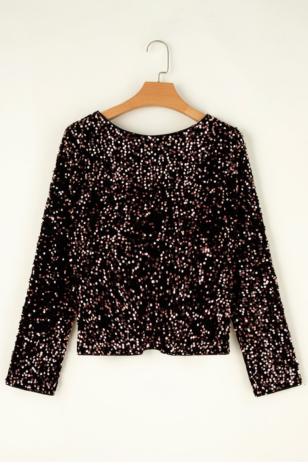 Sequin Long Sleeve Cutout Back Top - eAura