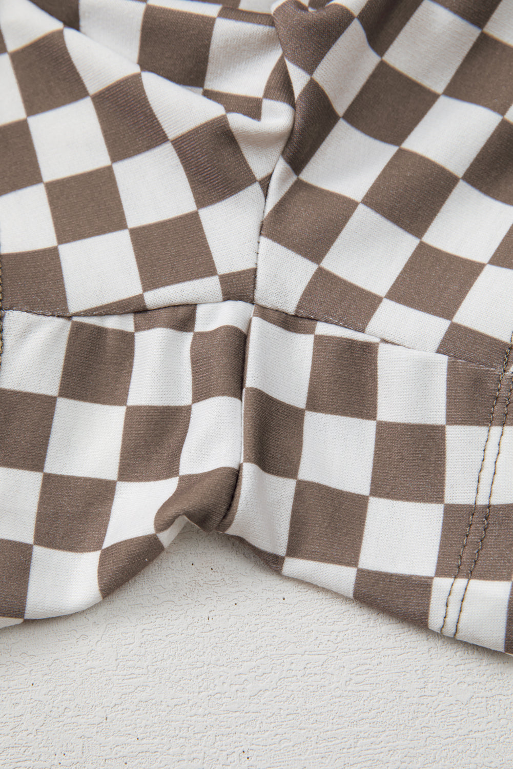 Brown Checkered Top and Short Casual 2pcs Set Co-ord eAura