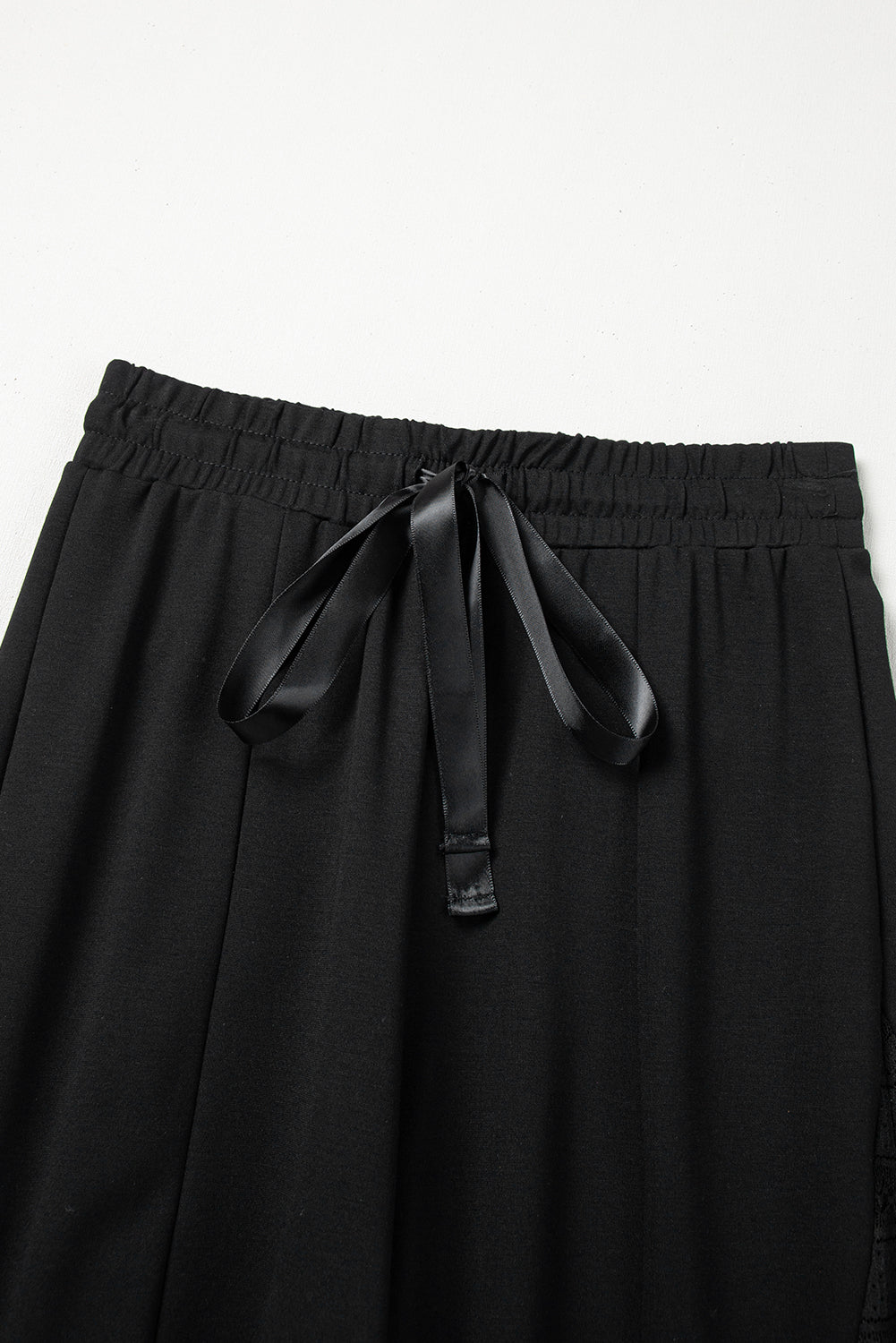 Black Boho Lace Patchwork Wide Leg High Waist Trousers eAura