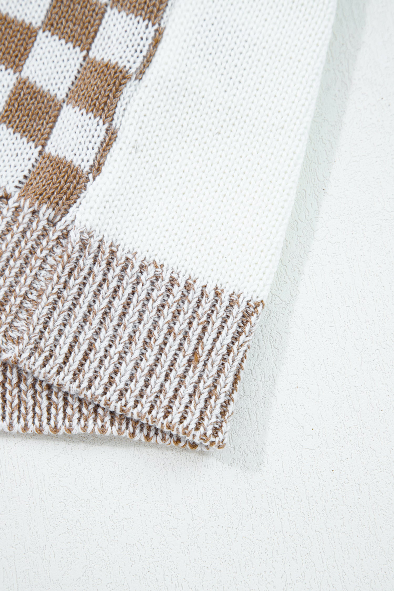 Checkered Bubble Sleeve Drop Shoulder Open Cardigan - eAura