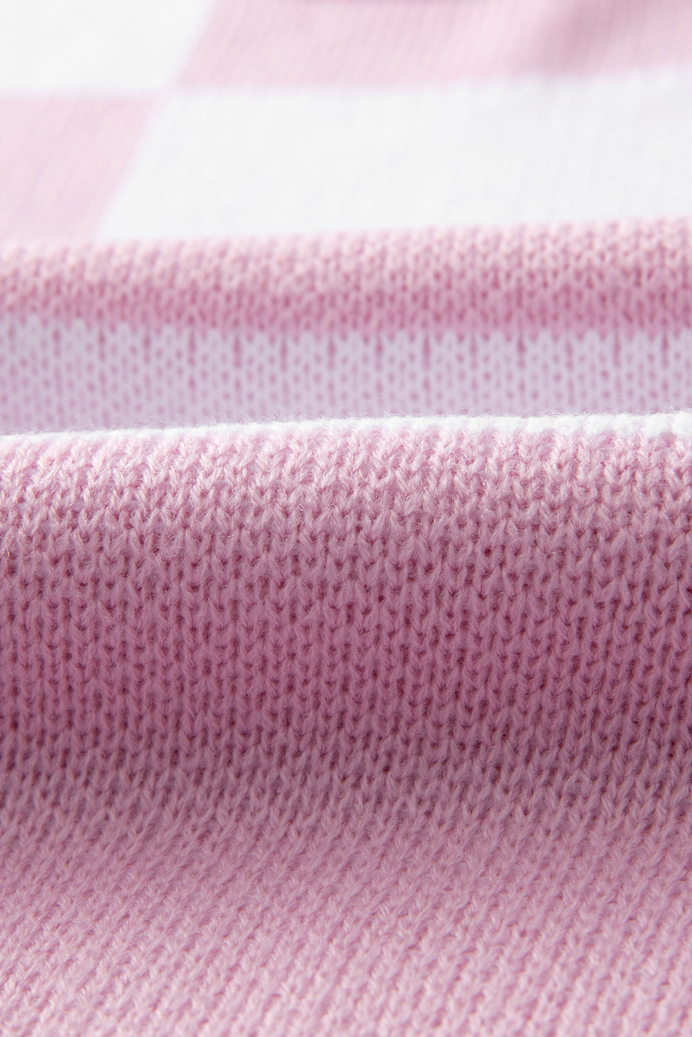 Checkered Bishop Sleeve Sweater – Rose, Pink, Green, Brown, Red & Black