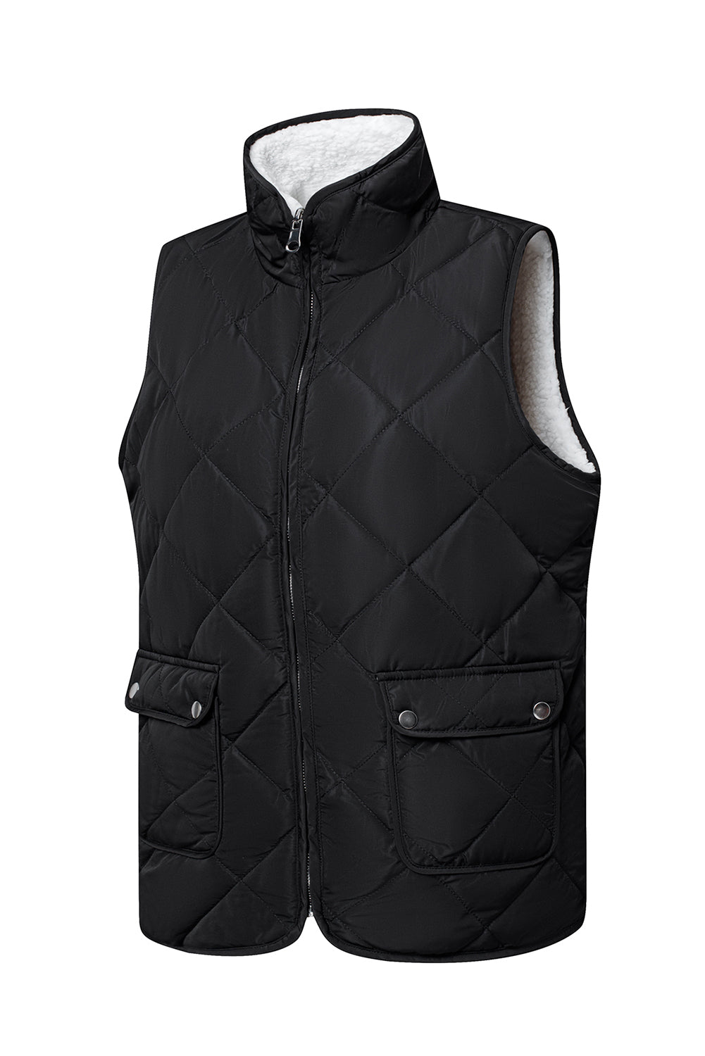 Black Fleece Lined Quilted Zip up Gilet Beagle Boutique Fashion Outlet
