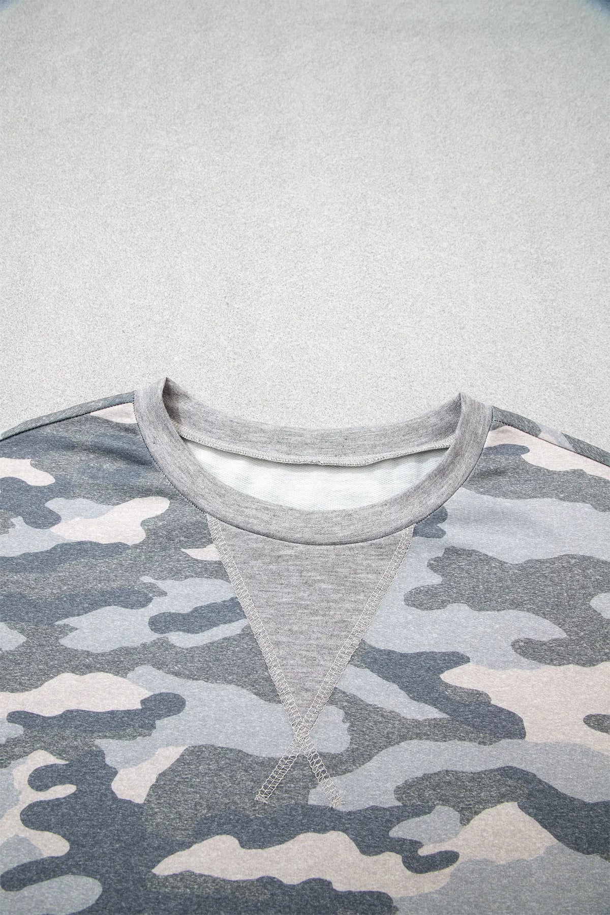 Camouflage Long Sleeve Round Neck Shift Pullover Top – Multicolour