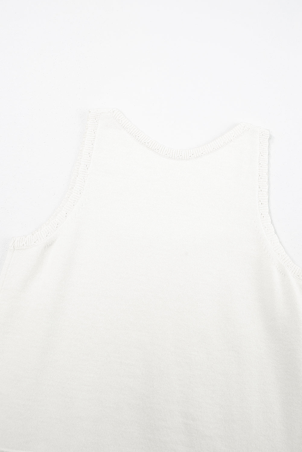 White U Neck Eyelet Accent Sweater Vest BB Fashion Outlet