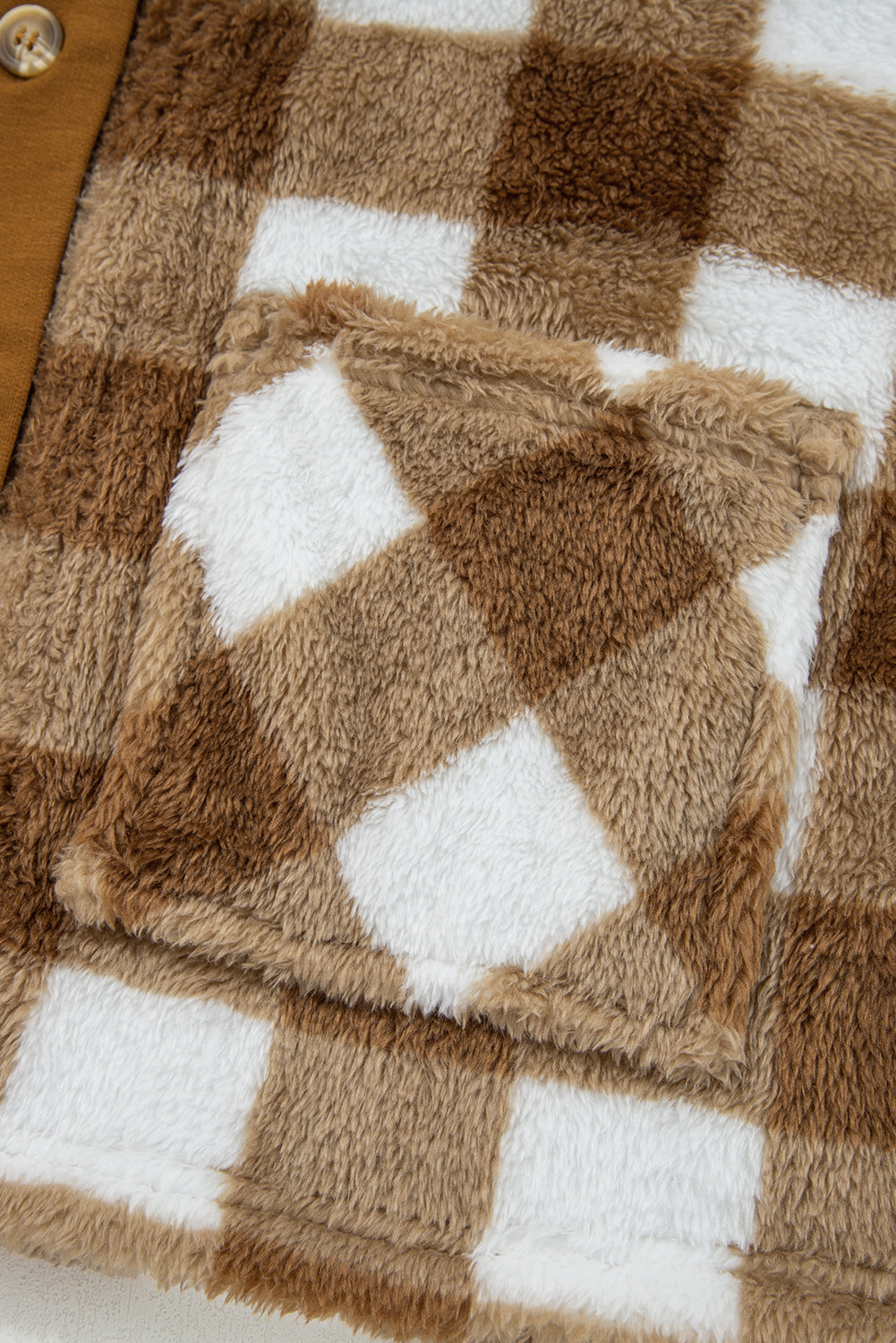 Checkered Sherpa Oversized Cardigan with Pockets - eAura