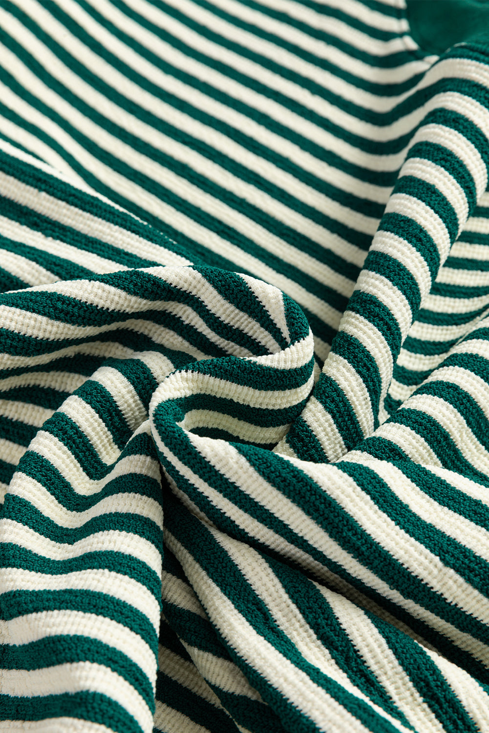 Green Stripe Loose Drop Shoulder Long Sleeve Top BB Fashion Outlet