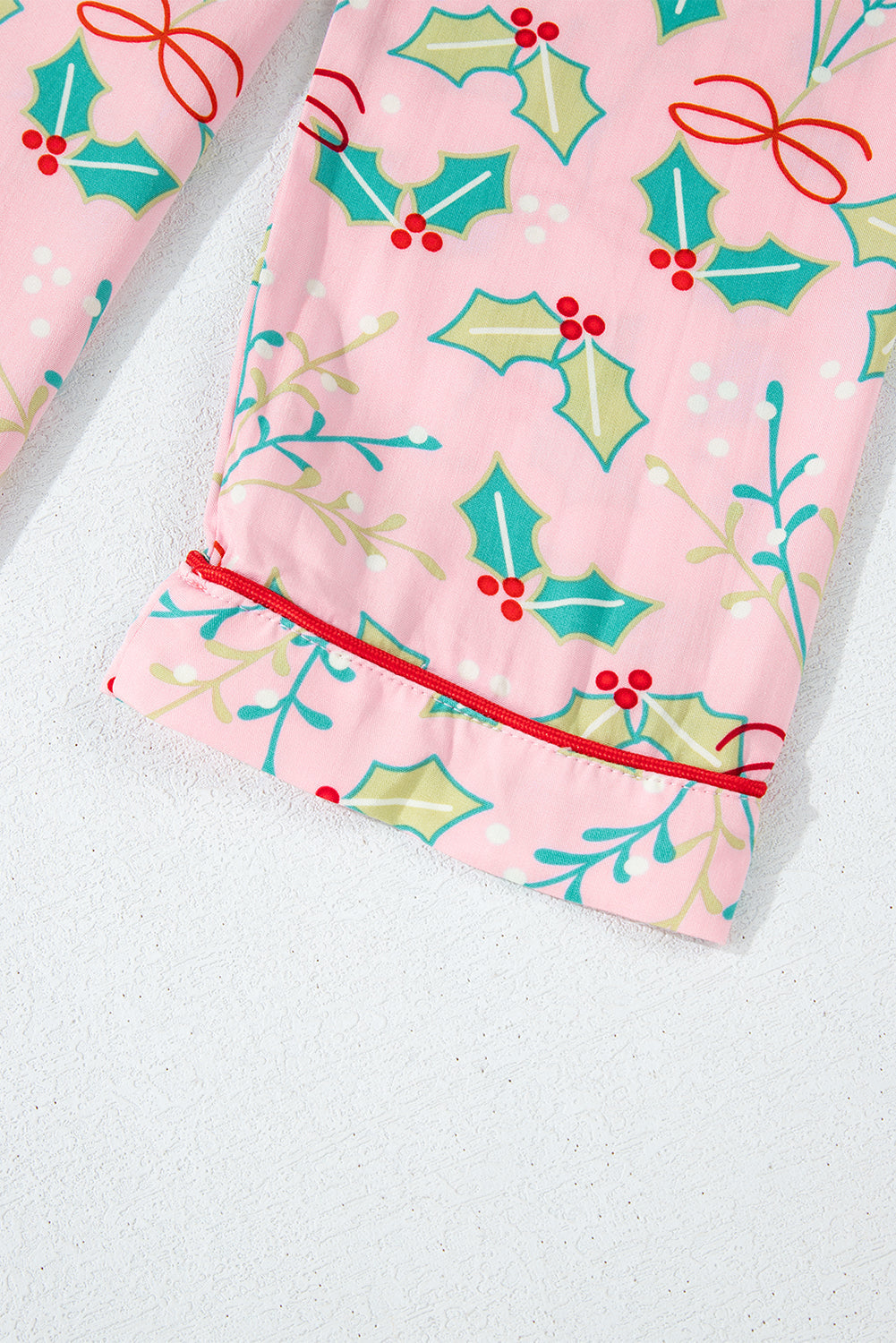 Multicolour Floral Holly Print Christmas Pyjama Set eAura