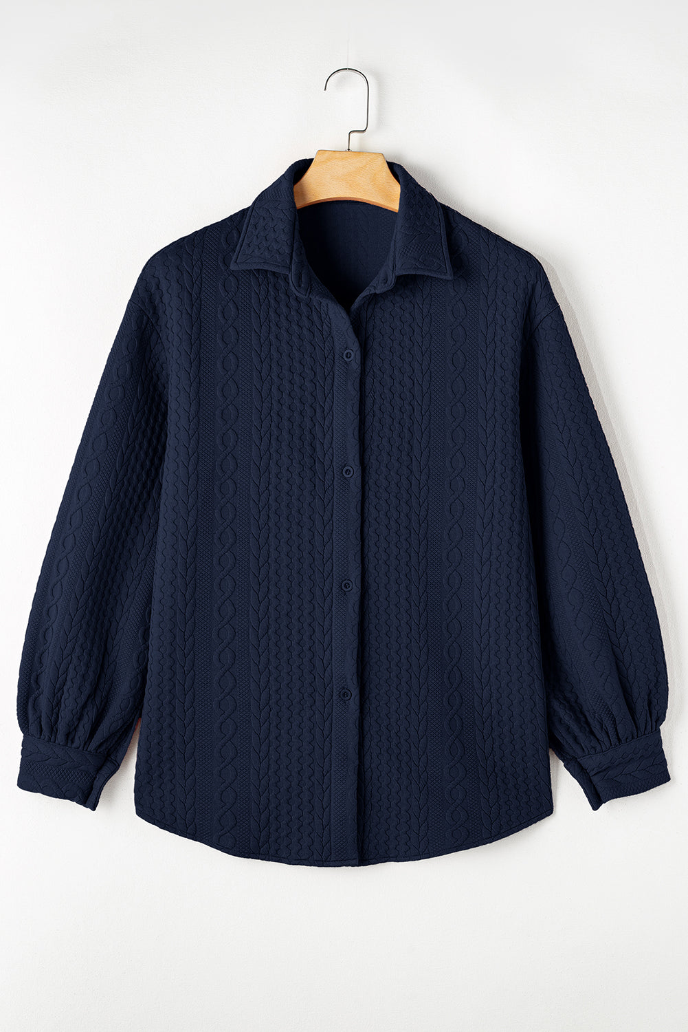 Textured Puff Sleeve Loose Shacket eAura