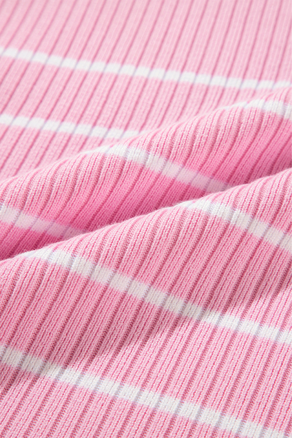 Pink Stripe Ribbed Loose Plus T Shirt BB Fashion Outlet