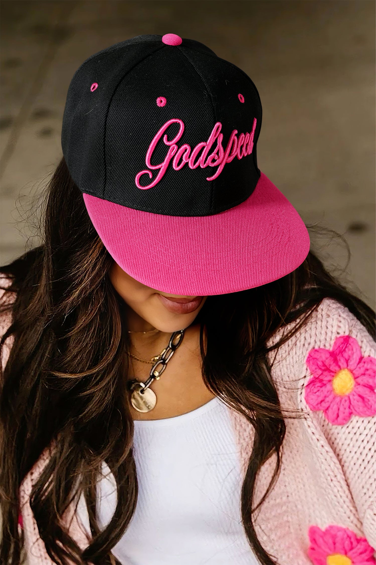 Pink Godspeed Letter Embroidered Cap
