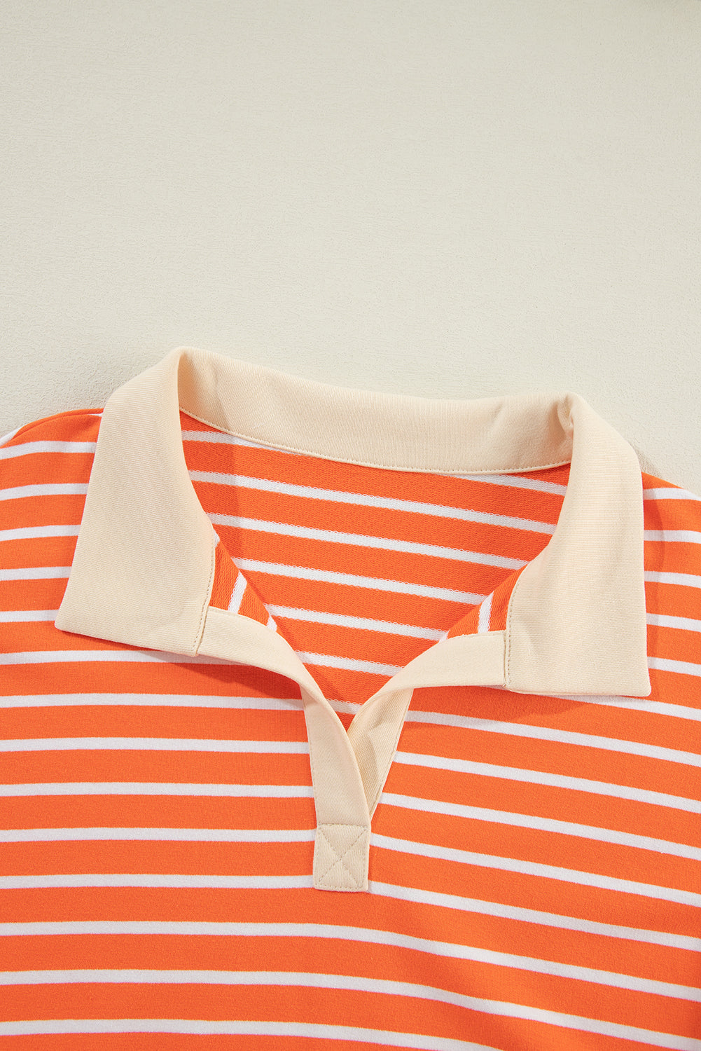 Orange Stripe Colour Block Loose Fit Collared Drop Shoulder Sweatshirt eAura