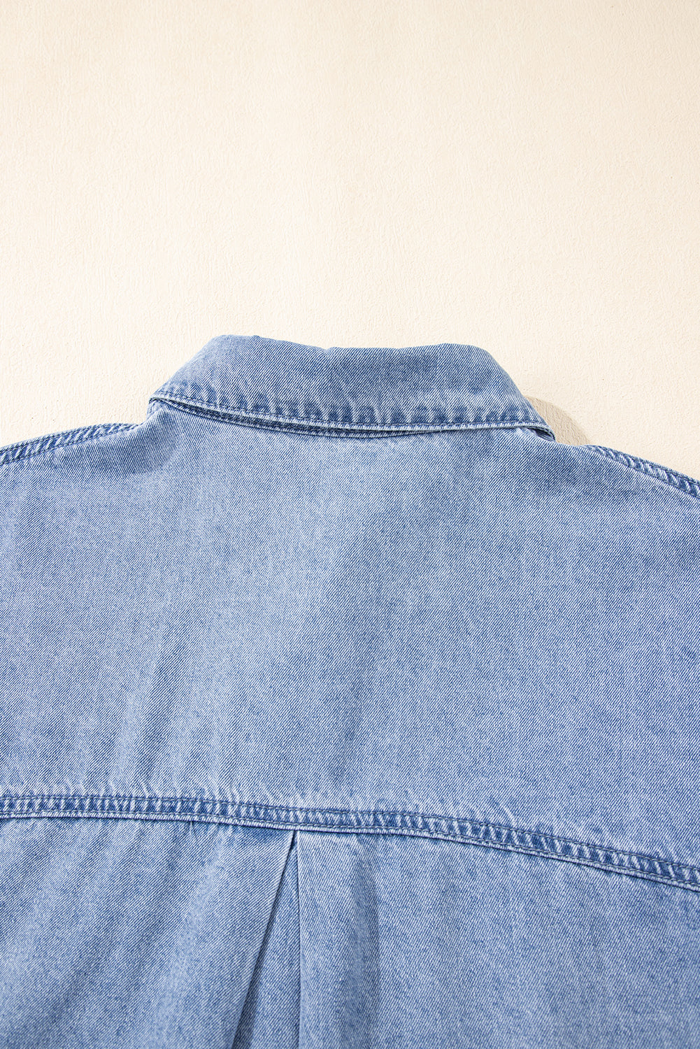 Dusk Blue Short Sleeve Pocketed Button up Denim Tunic Dress BB Fashion Outlet
