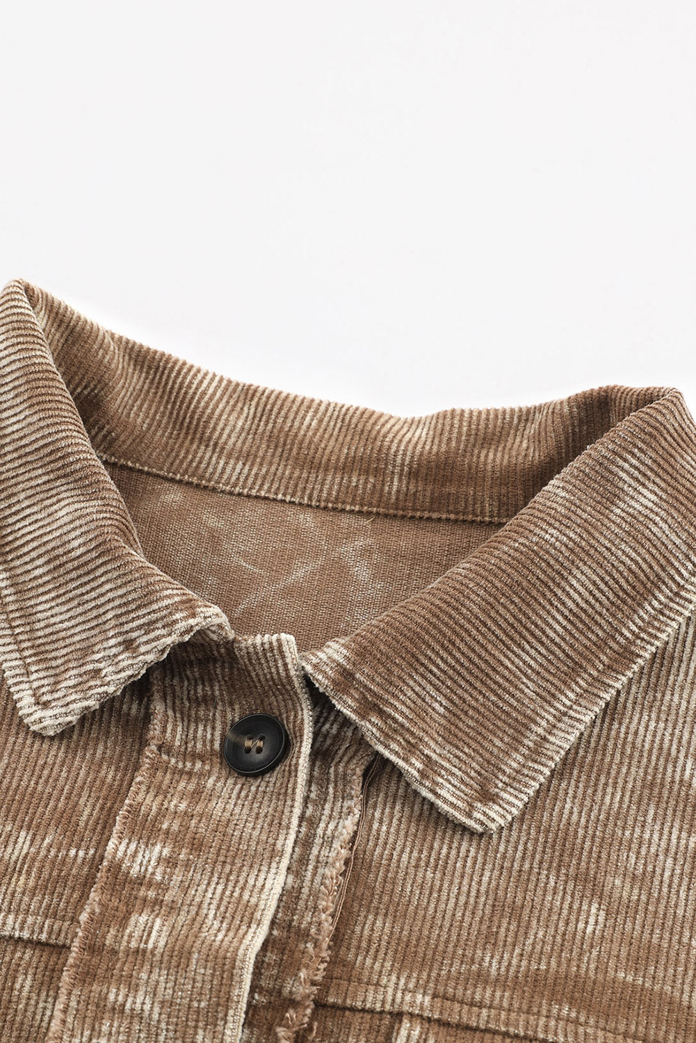 Khaki Vintage Distressed Mineral Wash Oversized Shacket eAura