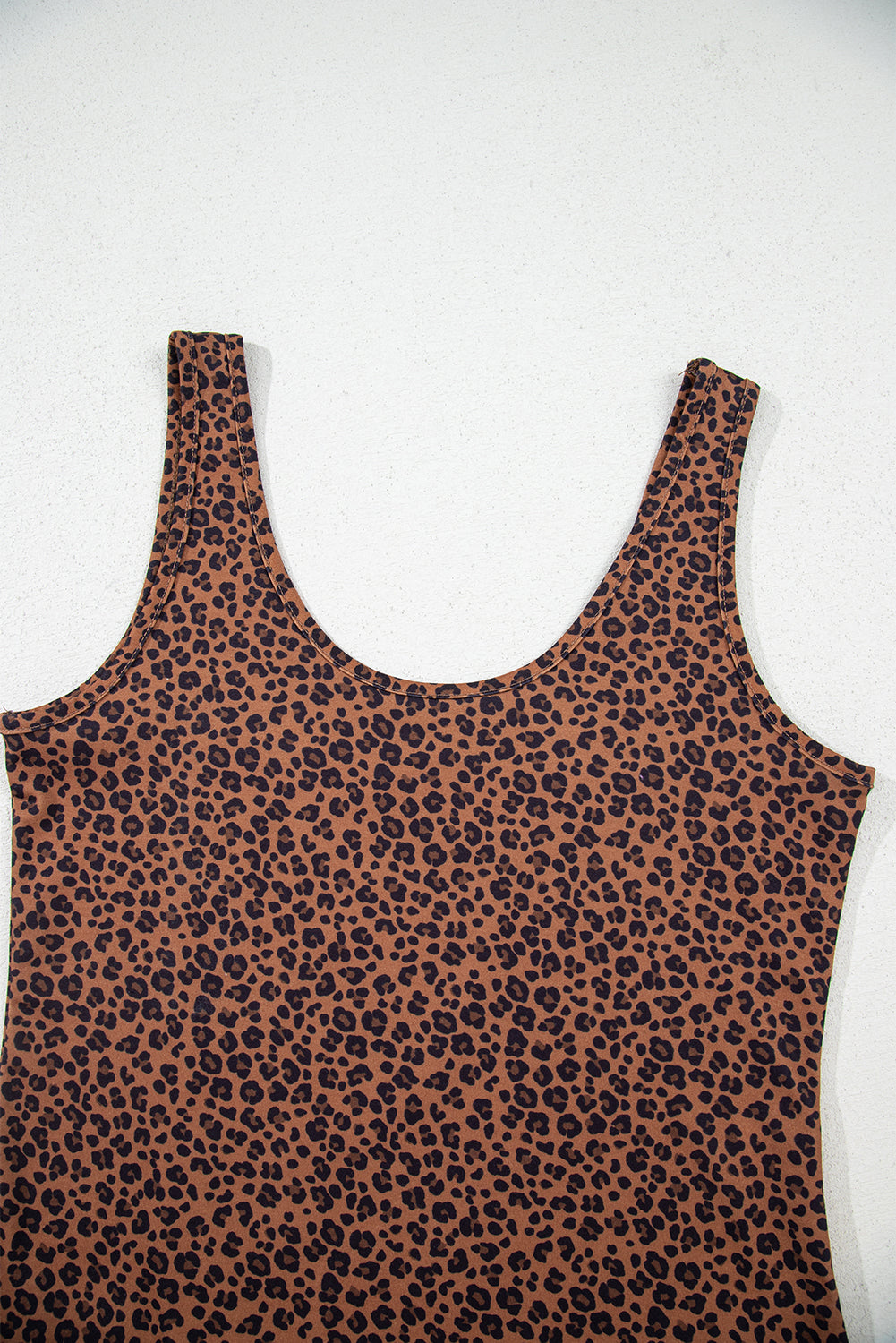 Brown Leopard Printed Sleeveless Scoop Neck Bodysuit BB Fashion Outlet