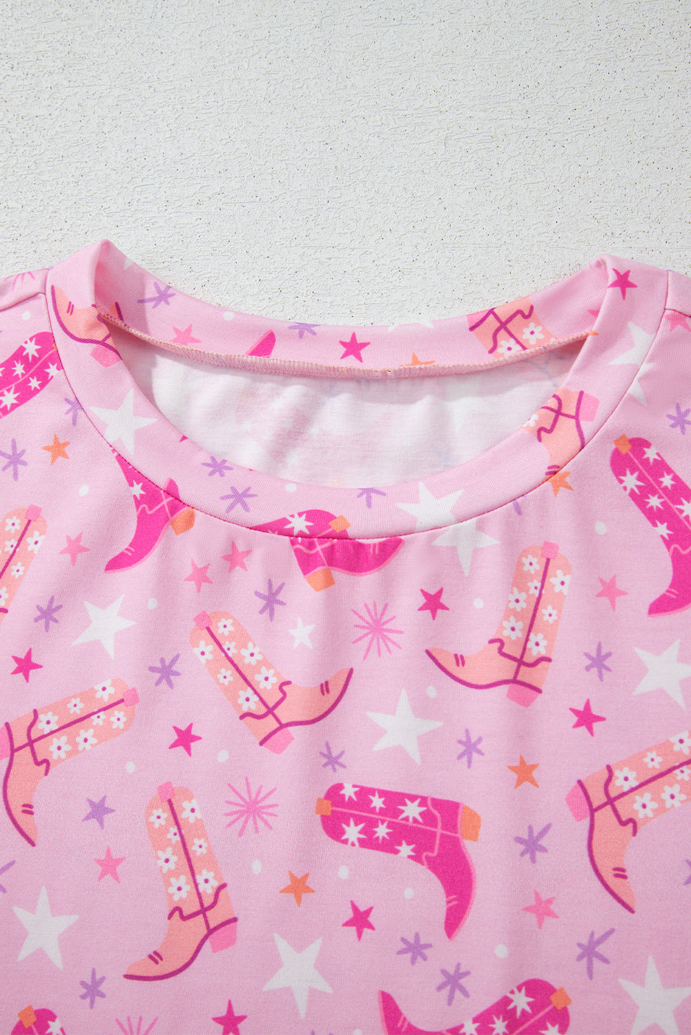 Pink Western Boots Printed Short 2pcs Lounge Set eAura