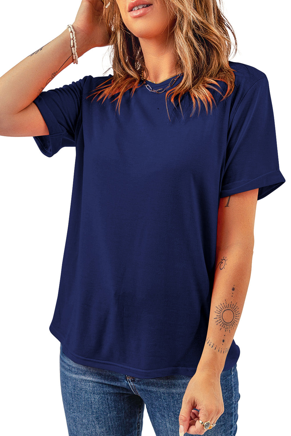 Casual Plain Crew Neck Tee T-Shirt