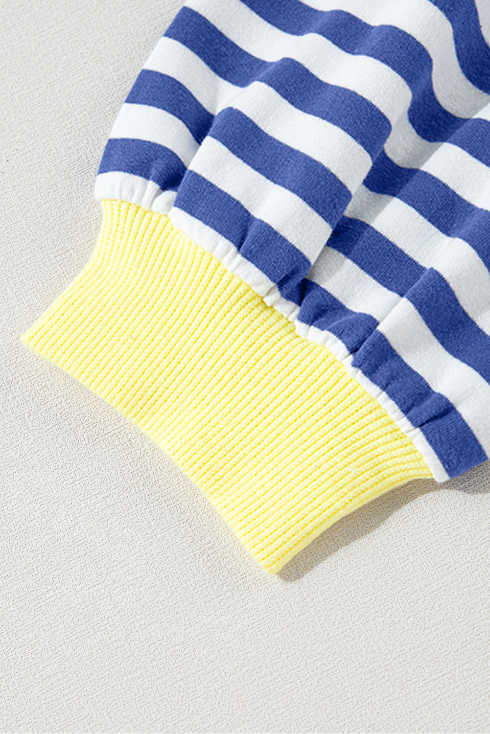 Sky Blue Stripe Oversized Contrast Trim Pullover Sweatshirt BB Fashion Outlet