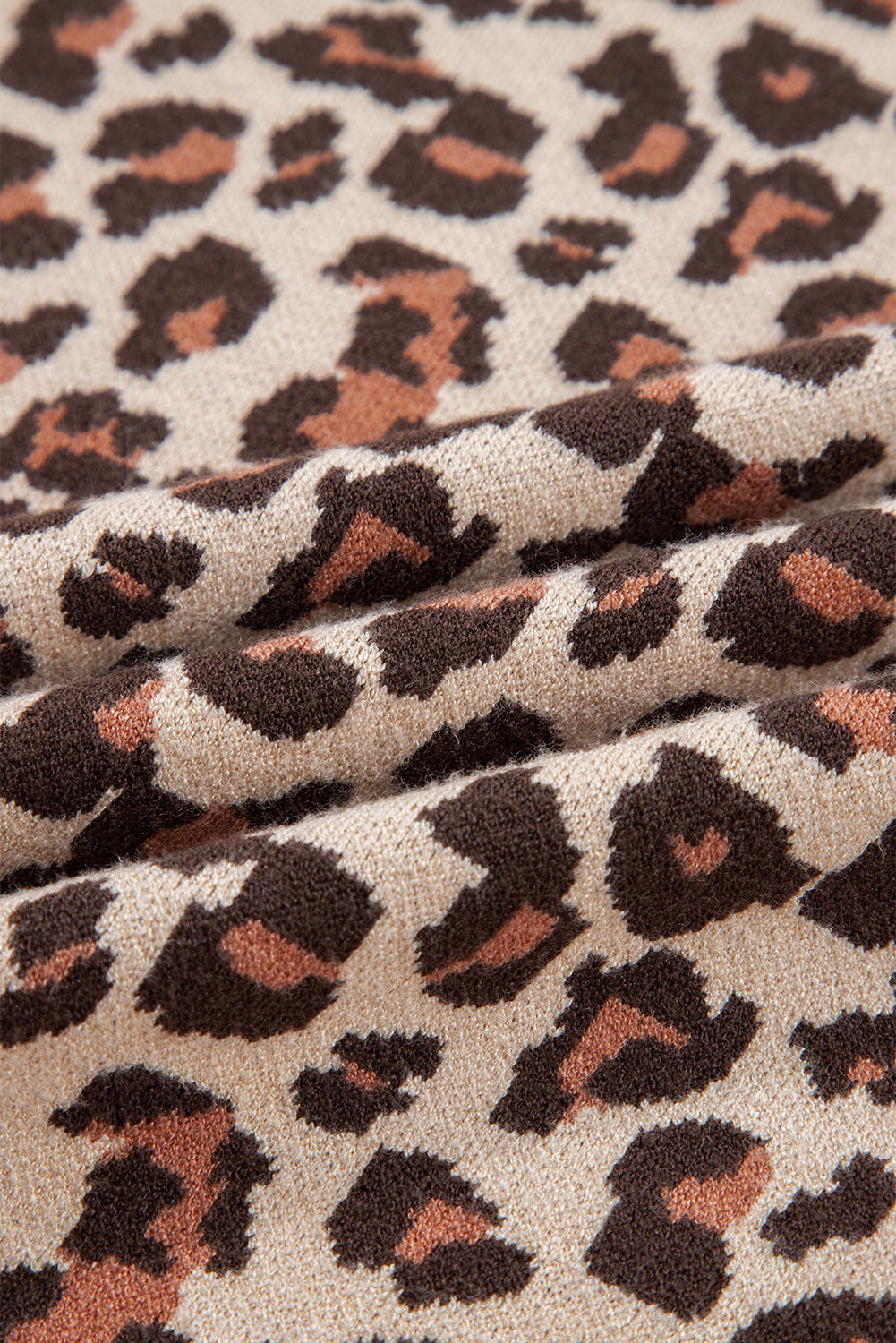 Leopard Print High Neck Shift Mini Sweater Dress - eAura