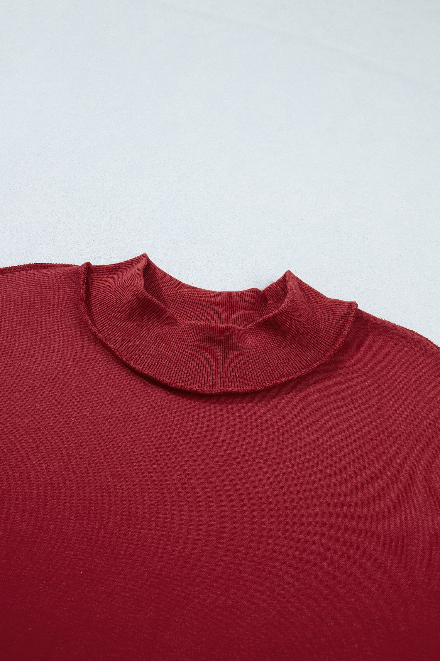 Black Oversize Drop Shoulder Reversible Mock Neck Sweatshirt