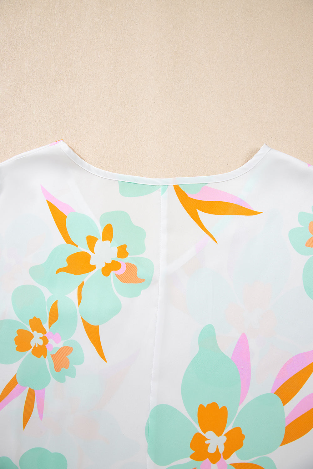Green Floral Print Loose Fit V Neck Half Sleeve Blouse eAura
