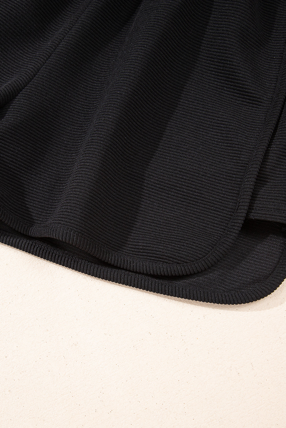 Black Textured Quarter Zip Kangaroo Pocket Top Drawstring Shorts Set eAura