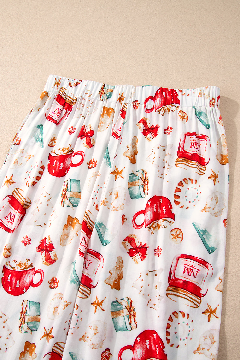 White Christmas Pattern Long Sleeve Shirt Pyjama Set eAura