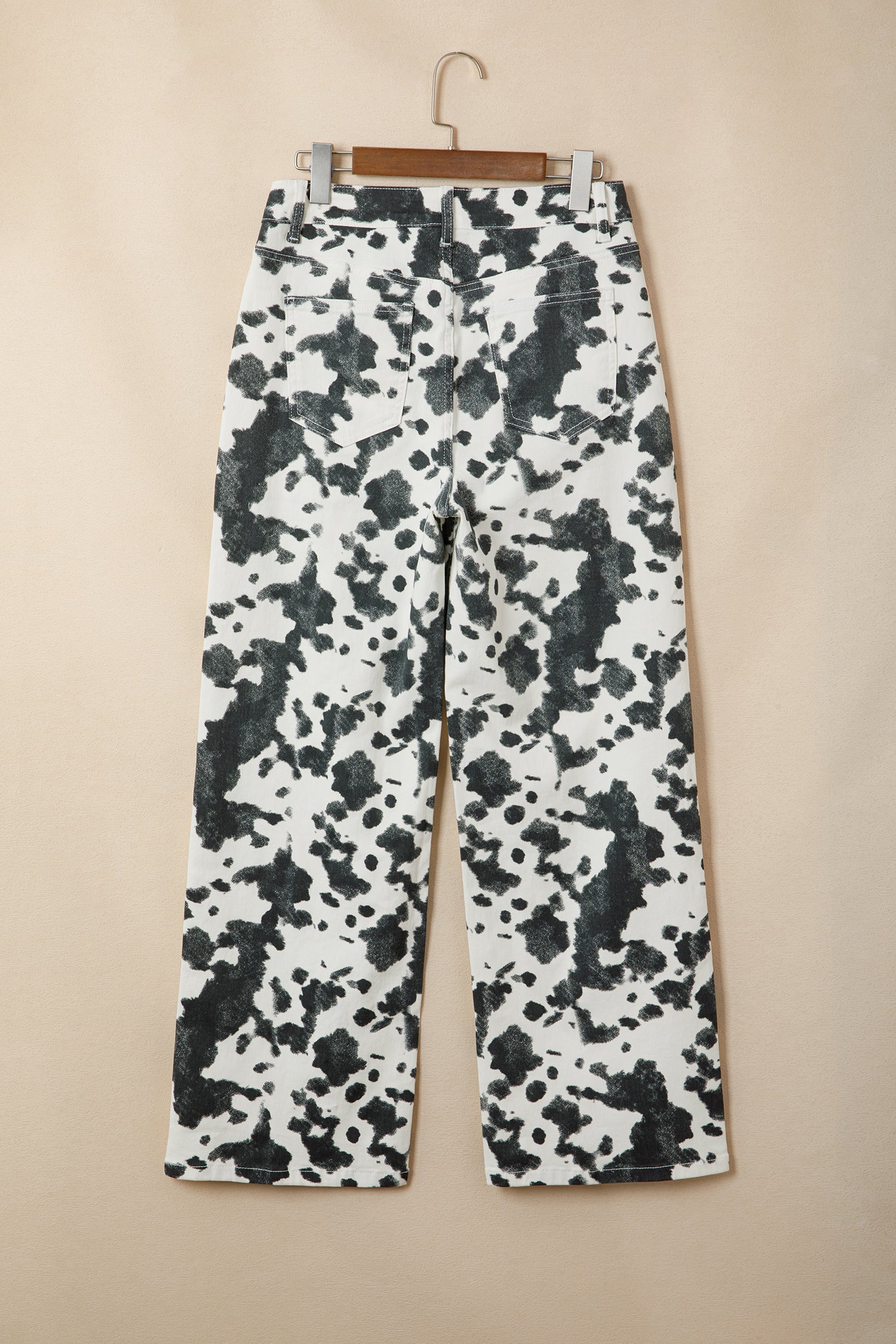 Abstract Print Metal Button Regular Fit Full-Length Jeans – Brown