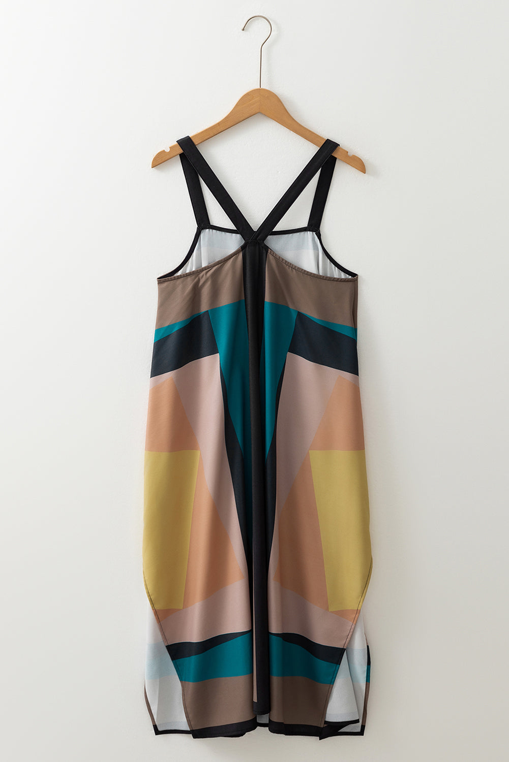 Brown Retro Geometric Printed Y Back Sleeveless Dress eAura