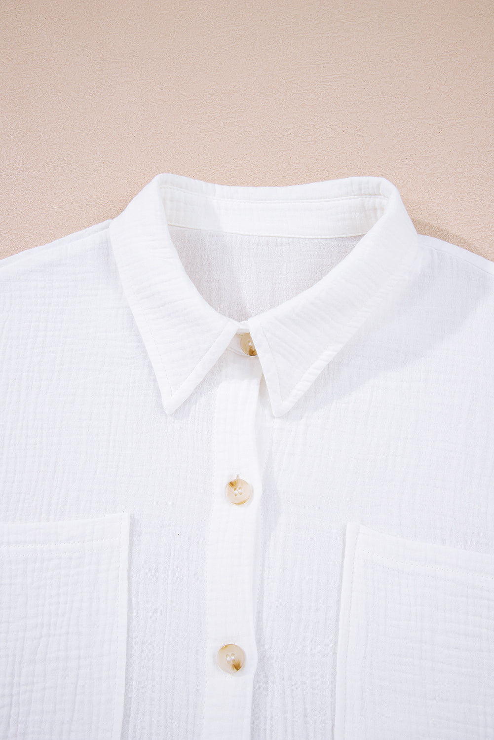 White Cotton Gauze Lace Patchwork Long Sleeve Shirt - eAura
