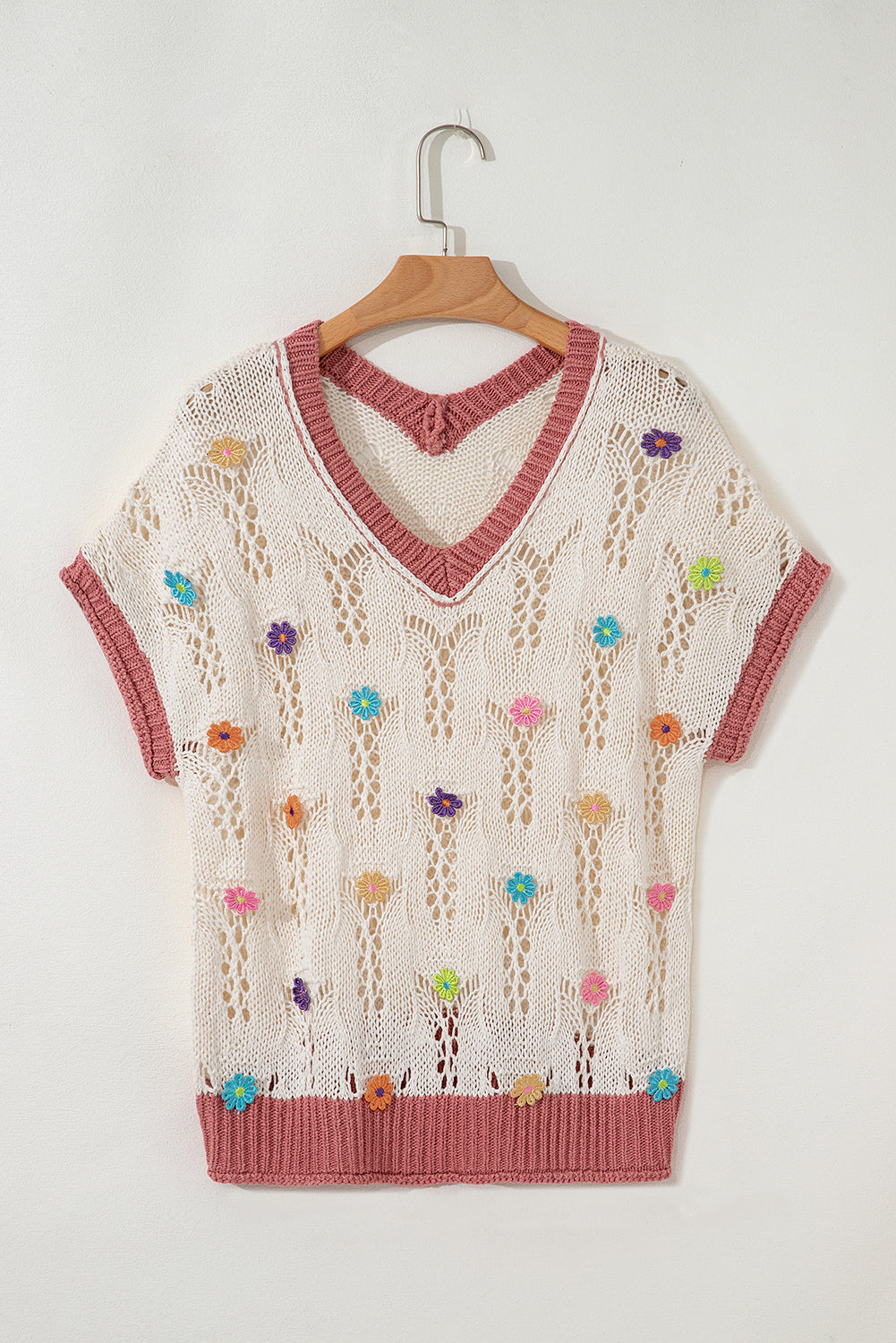 Embroidered Flowers Edge Hollowed Sweater eAura