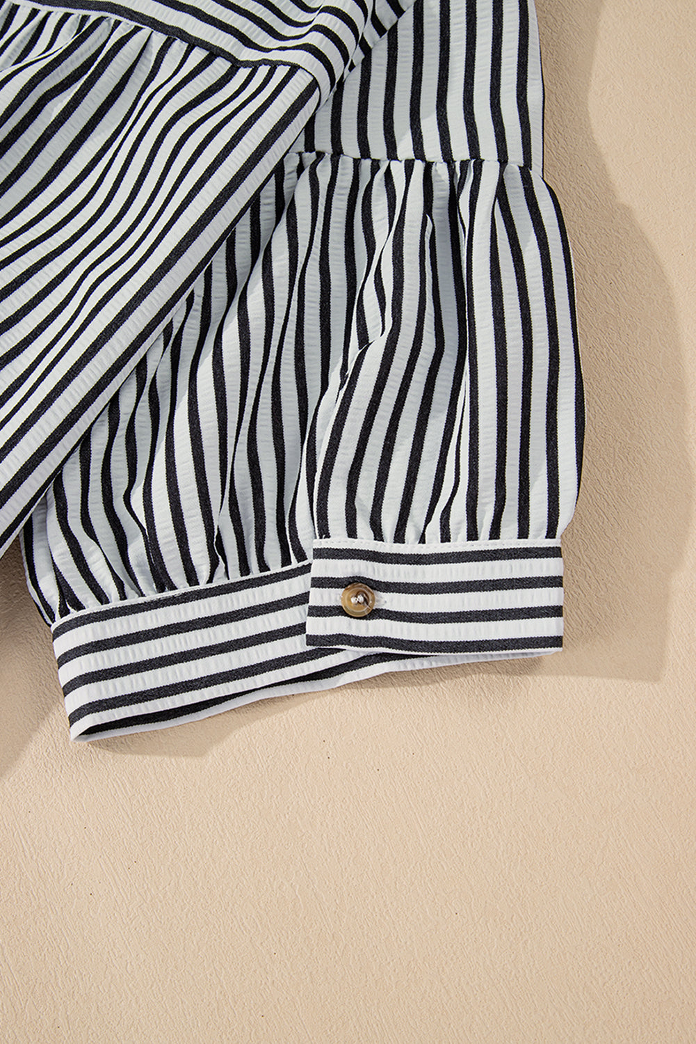 Black Stripe Short Sleeve Buttoned V Neck Pocketed Plus Size Mini Dress BB Fashion Outlet