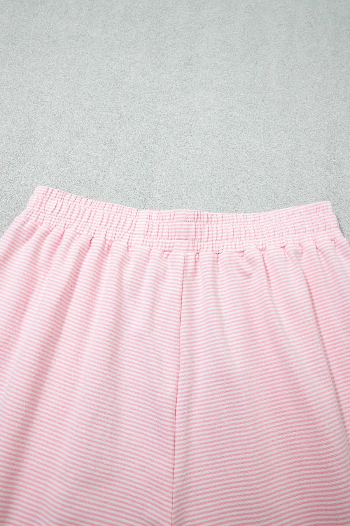 Colour Block Trim Mock Neck Pullover Drawstring Pants Casual Outfit – Pink Stripe