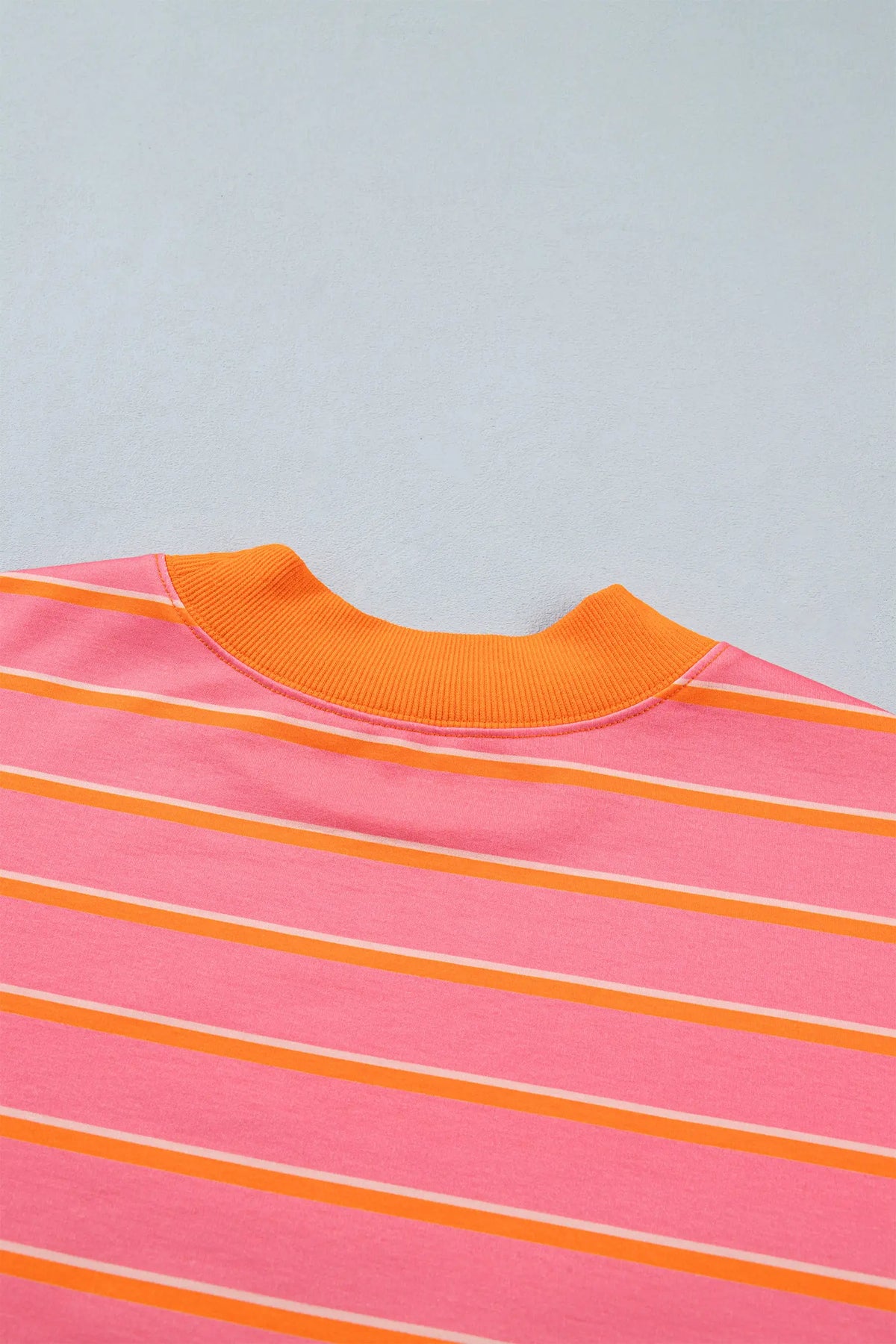 Colour Block Trim Long Sleeve Pullover Pocketed Shorts 2pcs Set – Rose Stripe