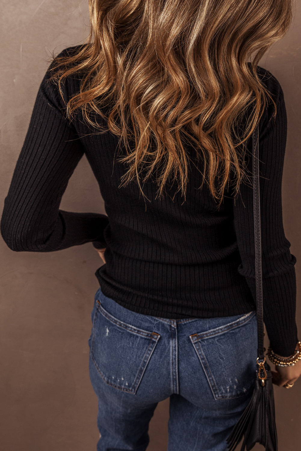 Black Ribbed Knit Collared Slim Fit Sweater Cardigan eAura
