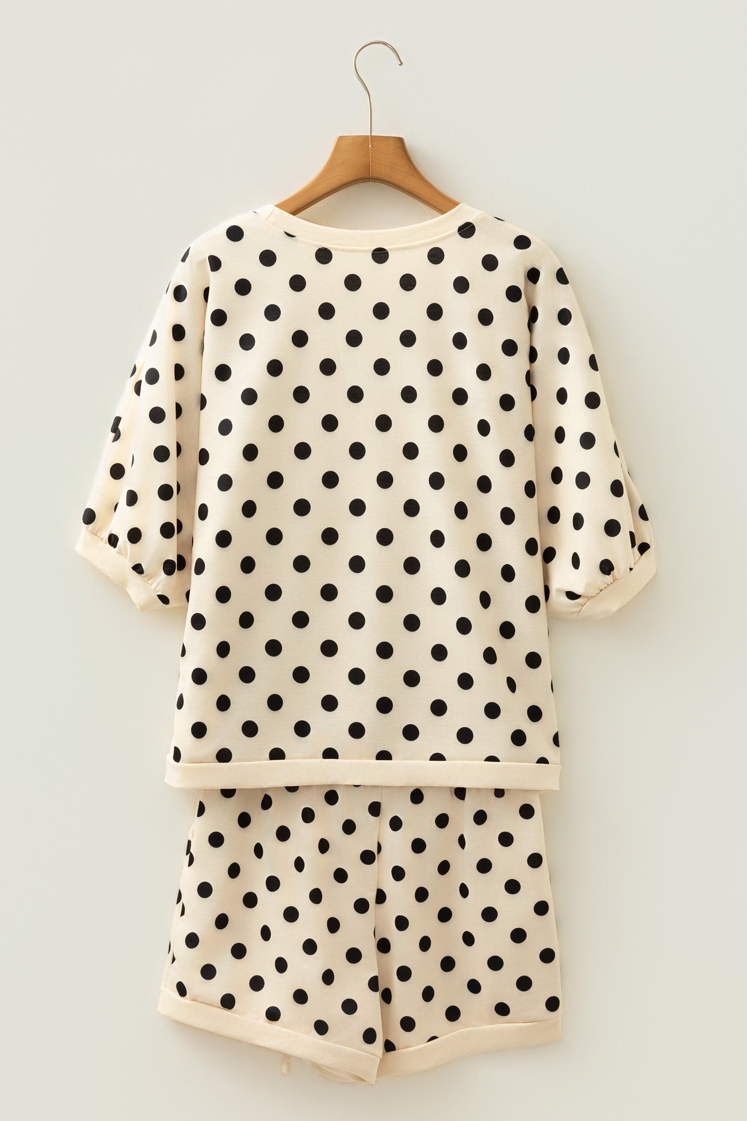 Polka Dot Oversized Top Drawstring Short Set – Green