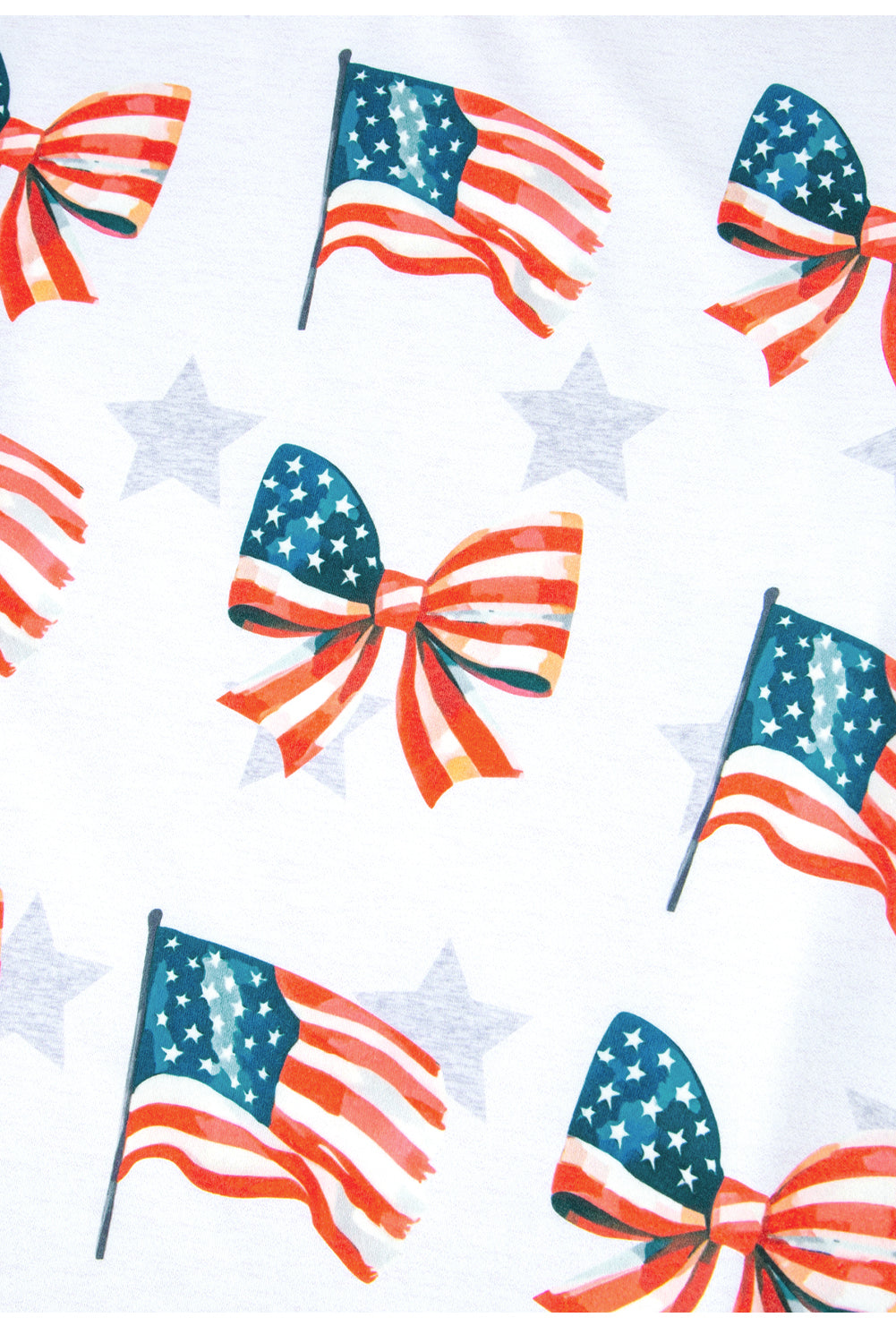 Khaki Patriotic Flag Bow Graphic Starry Round Neck T Shirt - eAura