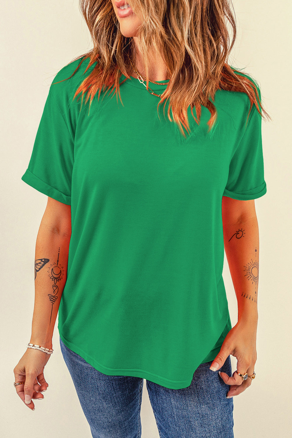 Casual Plain Crew Neck Tee T-Shirt Dear-Lover Dropshipping