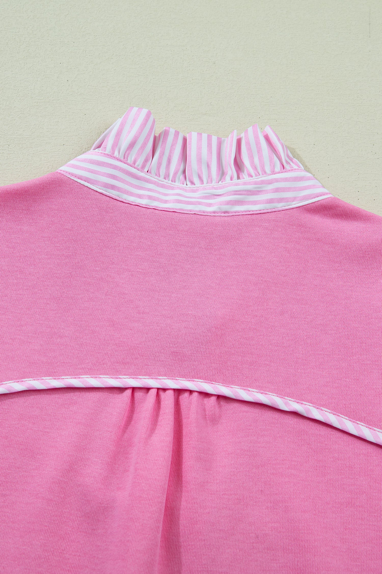 Striped Frilled Collar Short Sleeve Blouse