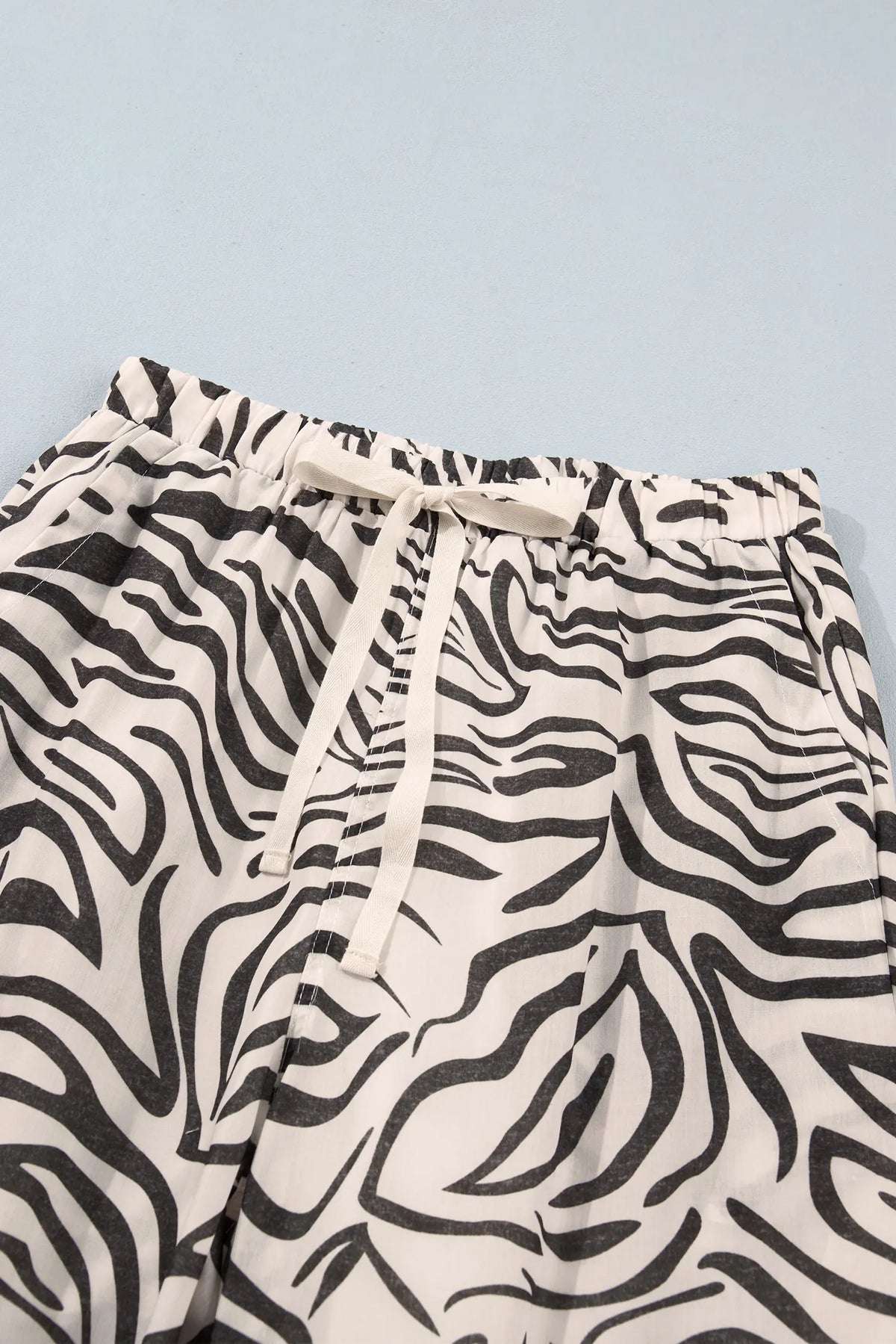 Western Print Zebra Pattern Elastic Waist Pocket Full-Length Pants – Multicolour