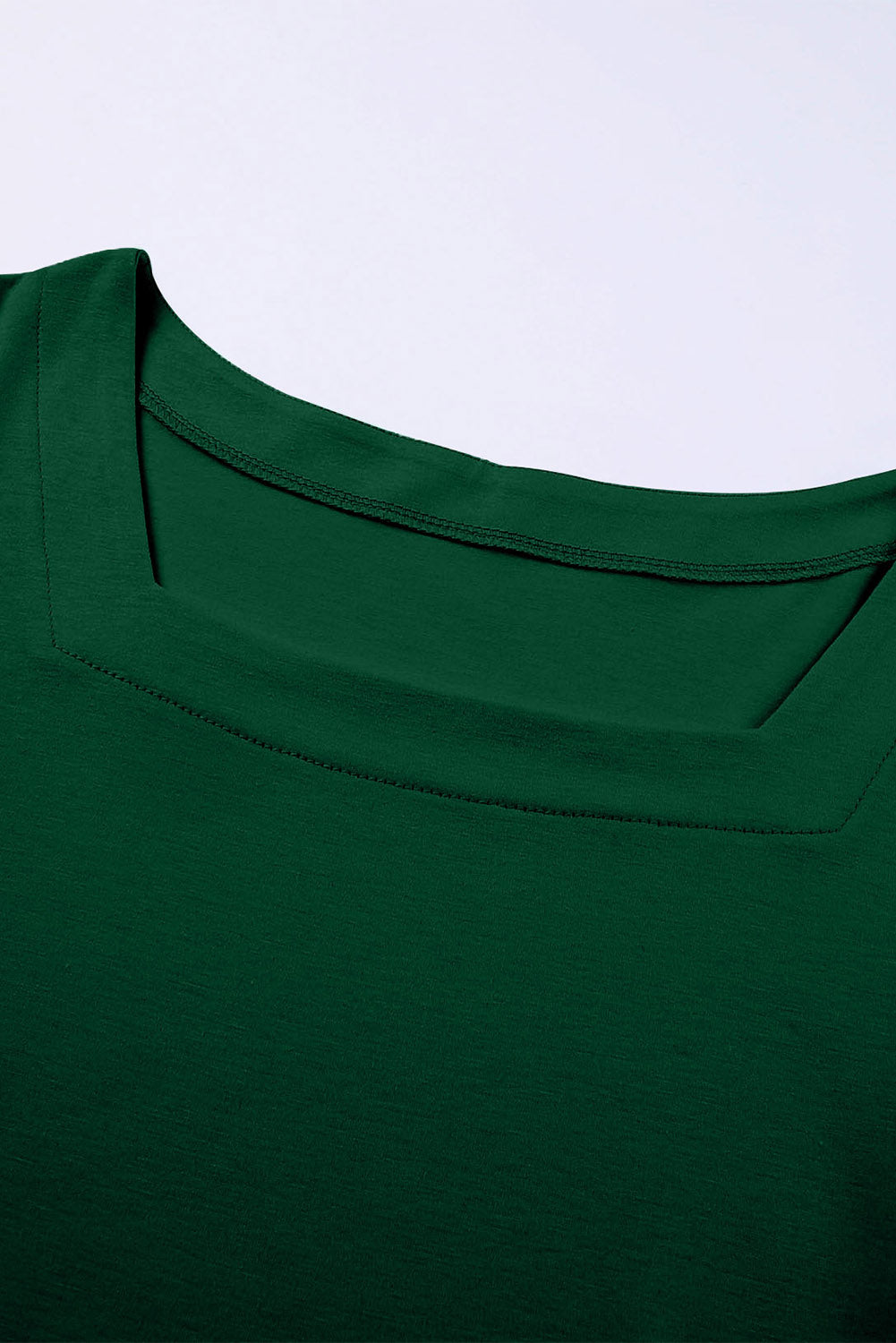 Green Plus Size Square Neck Ruched Shoulder Short Sleeve Top BB Fashion Outlet