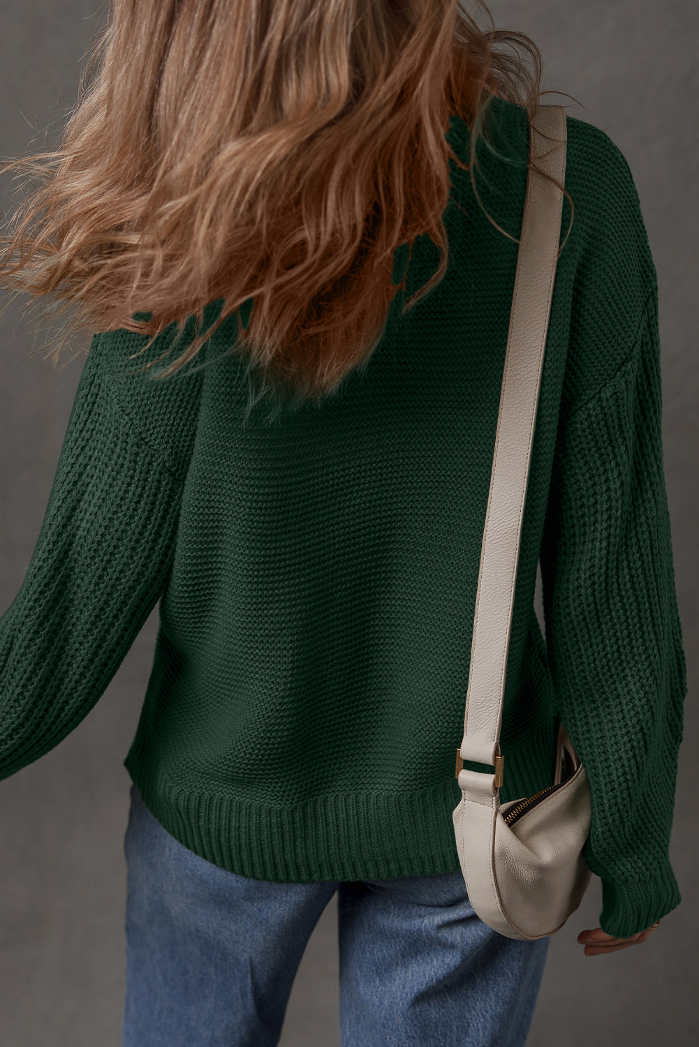 Front Seam Drop Shoulder Loose Sweater - eAura