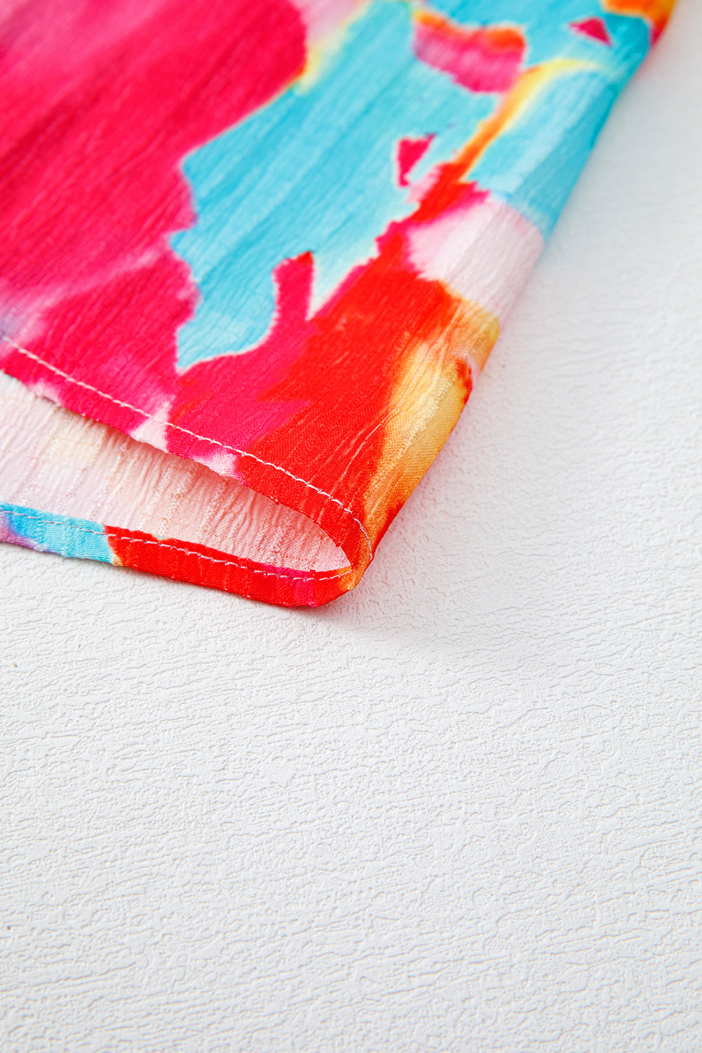 Abstract Print Puff Sleeve Square Neck Smocked Bust Tied Back Dress - eAura