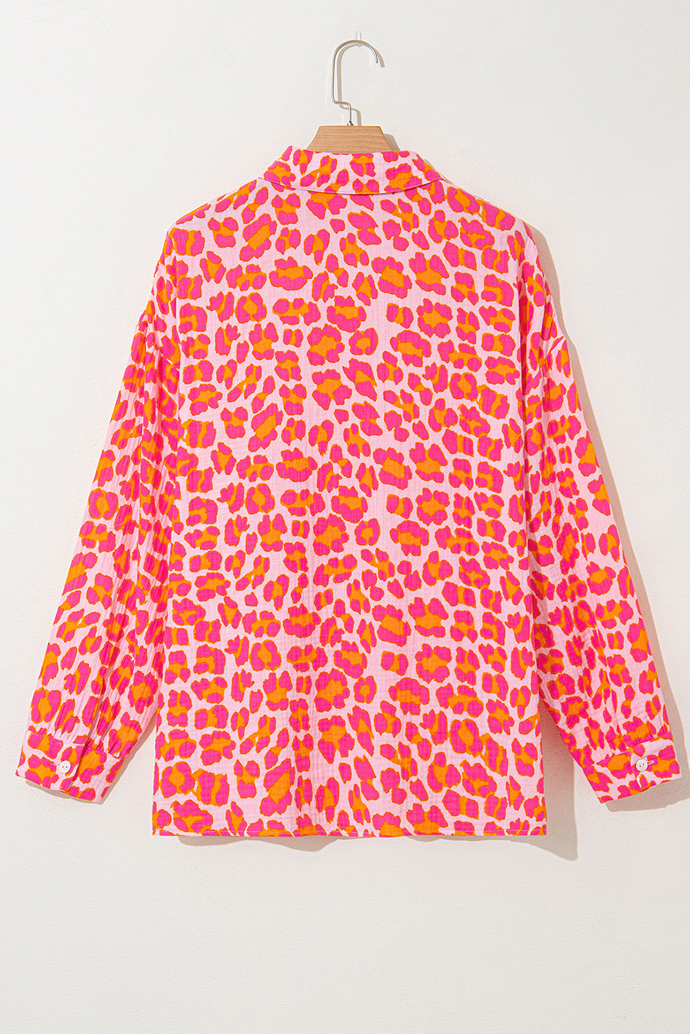 Rose Leopard Printed Button Up Loose Shirt BB Fashion Outlet